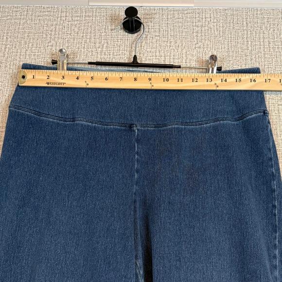 Women with Control Indigo Blue Pull On Crop Jeans High Rise QVC L Tummy Control - Picture 3 of 7